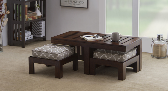 Caffino Coffee Table Set(Walnut&Morocco Lattice Beige)